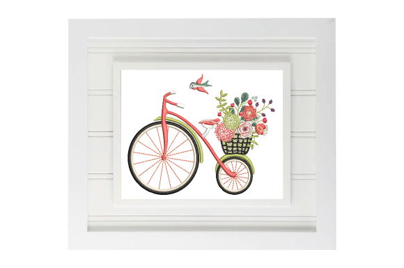 Spring Bike Embroidery - 5 X 7